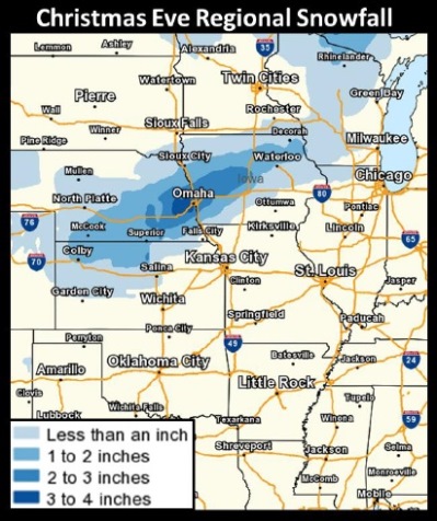 Christmas Eve regional snowfall. (National Weather Service graphic)