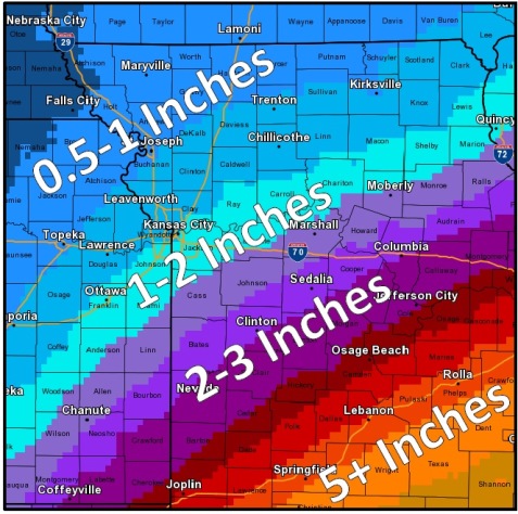 Expected precipitation through next week (National Weather Service graphic)