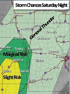 Storm chances Saturday night. (National Weather Service graphic)