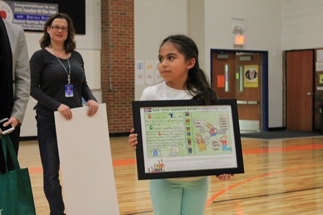 Jocelyn Miranda, a fourth-grader at Bonner Springs Elementary School, is one of nine winners of an art contest, "Bag Your Favorite Book," sponsored by Price Chopper. (Photo from Bonner Springs-Edwardsville Schools)