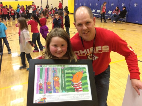 Ainsley Peterson, a second-grader at Delaware Ridge Elementary School, is one of nine area winners of an art contest, "Bag Your Favorite Book," sponsored by Price Chopper. (Photo from Bonner Springs-Edwardsville Public Schools)