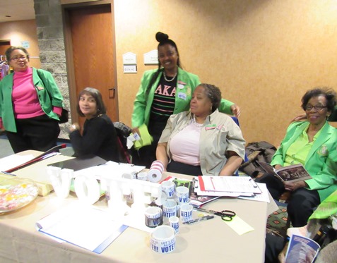 Alpha Kappa Alpha staffed a table today at the King Day celebration at the Reardon Center, Kansas City, Kan. (Staff photo)