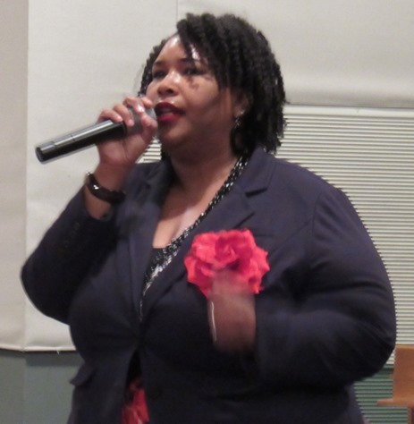 Tifani Portley Lott performed with the Martin Luther King Mass Choir today at the King Day celebration at the Reardon Convention Center, Kansas City, Kan. (Staff photo by Mary Rupert) 