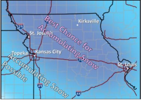 Light snow is possible Tuesday. (National Weather Service graphic)