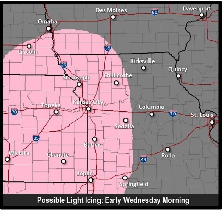 Possible light icing early Wednesday morning. (National Weather Service graphic)