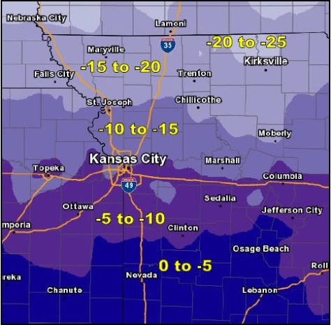 Wind chill values will plummet Sunday morning and likely persist throughout the day. (National Weather Service graphic)