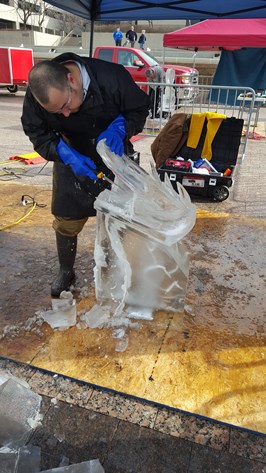 Ice carving was one of the attractions this past weekend as the Greater Kansas City Restaurant Association celebrated its centennial anniversary on Saturday at the Sheraton Kansas City Crown Center Hotel in Kansas City, Mo. (Photo by William Crum)