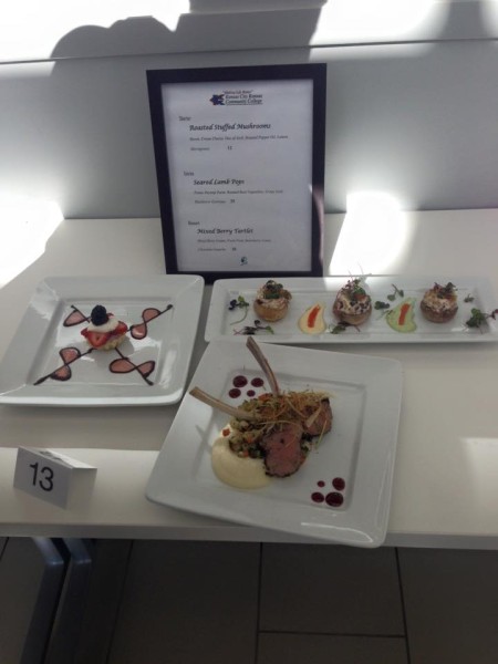 Roasted stuffed mushrooms, seared lamb pops, and mixed berry tartlet were winning foods by KCKCC chefs. (Photo from KCKCC)