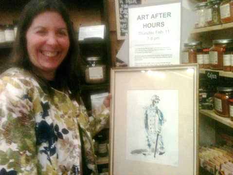 Rebecca Tombaugh exhibited a drawing of a chef, based on a student at Kansas City Kansas Community  College, during an art show on Feb. 11 in the Brookside neighborhood of Kansas City, Mo.