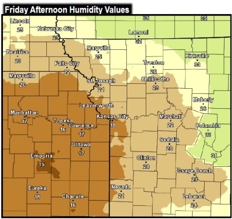 Friday afternoon humidity. (National Weather Service)