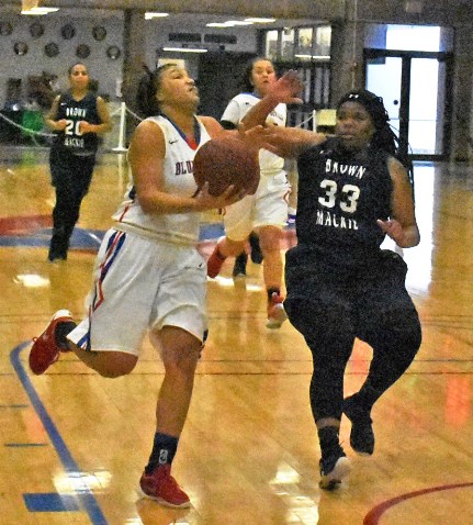 Sierra Roberts scored two of her game and career high 26 points in KCKCC’s 97-50 win over Brown Mackie Saturday. Her performance at Sophomore Day included five 3-point goals. (KCKCC photo by Alan Hoskins)  