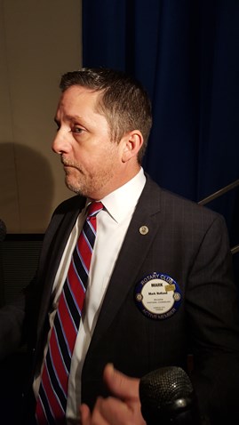 Mayor Mark Holland spoke today at the Reardon Convention Center, Kansas City, Kan. (Photo by William Crum)