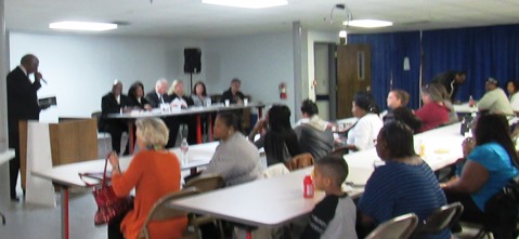 About 50 people attended a community meeting on foster care today at the Greater Pentecostal Temple in Kansas City, Kan. (Staff photo)