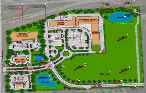 A preliminary artist's rendering of the new Village South development  near I-70 and the Kansas Speedway in Edwardsville, Kan.