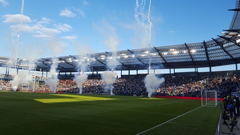 Sporting Kansas City and Toronto were tied 0-0 at half time tonight at Children's Mercy Park in Kansas City, Kan. (Photo by William Crum)