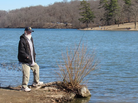 Lonnie Wilson, Kansas City, Kan., said at late morning that he had been at the lake since opening time at 6 a.m. Saturday, but had not caught anything yet. It was pretty cold when the gates opened, he added. (Staff photo by Mary Rupert)