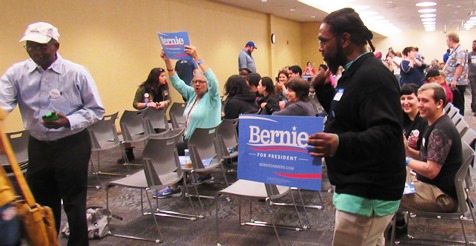 Bernie Sanders supportesr at the 4th District Democratic caucus Saturday at KCKCC-TEC, 65th and State Avenue, Kansas City, Kan. (Staff photo)