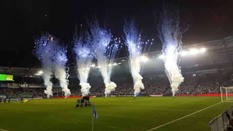 With fireworks and entertainment, Sporting KC kicked off its home season tonight at Children's Mercy Park in Kansas City, Kan. (Photo by William Crum)