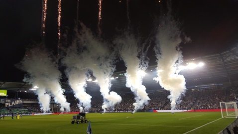 With fireworks and entertainment, Sporting KC kicked off its home season tonight at Children's Mercy Park in Kansas City, Kan. (Photo by William Crum)