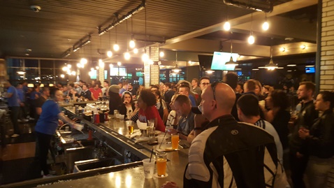 More than 500 persons attended a watch party Sunday evening at No Other Pub, an establishment at 1370 Grand Blvd. in Kansas City, Mo., to see the season opener for Sporting KC, an away game. Sporting KC won over the Seattle Sounders, 1-0. (Photo by William Crum) 