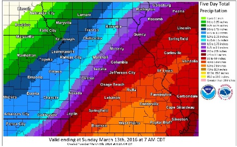 Five-day total precipitation. (National Weather Service graphic)