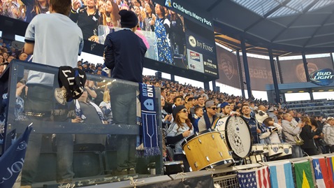 Soccer action tonight from the Sporting KC - Real Salt Lake match at Chidlren's Mercy Park in Kansas City, Kan.  Real Salt Lake led 2-0 late in the match. (Photo by William Crum)