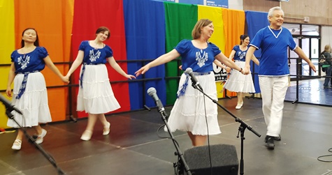 The Tikvah Dancers of Israel performed April 16 at the Wyandotte County Ethnic Festival at Kansas City Kansas Community College. (Photo by William Crum)