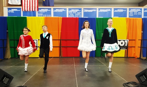 The School of Irish Dance, directed by Bridgid Driscoll, performed April 16 at the Wyandotte County Ethnic Festival. (Photo by William Crum)