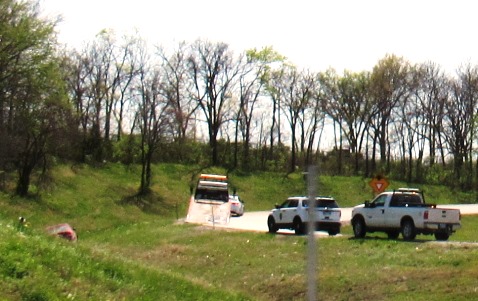 A crash was reported by KC Scout on I-70 eastbound to the College Parkway ramp in Kansas City, Kan., about 2:10 p.m. on Thursday, April 14.