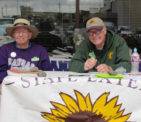 David Young, left, and Don Crim staffed a table for the Master Gardeners Plant Sale Saturday, April 30, at the Extension Office, 1200 N. 79th St., (west of Kmart), Kansas City, Kan. The sale runs through 2 p.m. Saturday. They had tomato and pepper plants, herbs, hanging baskets, flowers and more available. Proceeds benefit the Master Gardeners’ activities in Wyandotte County. (Staff photo by Mary Rupert) 