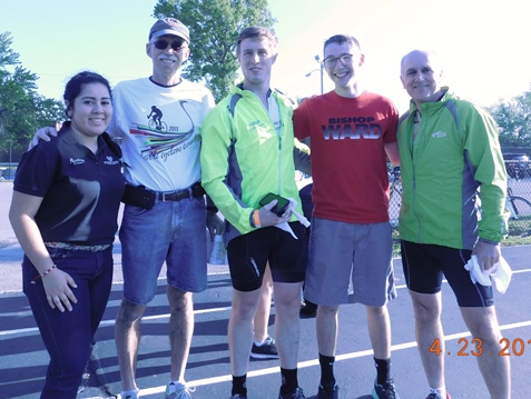 Bishop Ward High School’s “Be Active!” Day on Saturday, April 23, included the annual Tour de Cyclone bike ride. Other activities during the day included the Battle of the Badges flag football game and a Bishop Ward baseball game. (Photos by Adrian Cisneros)