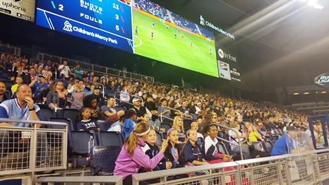 Soccer action from Saturday night’s women’s professional soccer match with FC Kansas City against Western New York Flash at Children’s Mercy Park in Kansas City, Kan. It was the season opener for FC Kansas City (in blue).  Western New York won, 1-0. Attendance was 8,022. (Photo by William Crum)