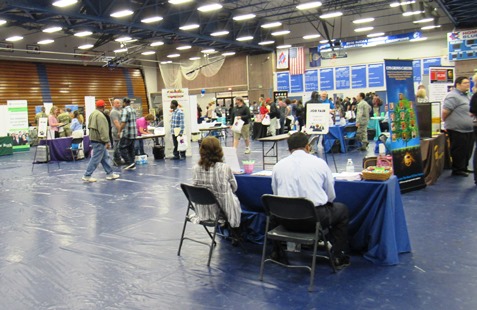 About 73 employers had booths at the Workplace Kansas City Job Fair April 27 at KCKCC. (Staff photo by Mary Rupert)