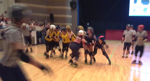 Roller derby action Saturday night at Kansas City, Kan., Memorial Hall. (Photo by William Crum)