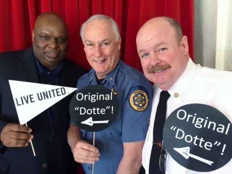 Current and new volunteer campaign chair’s Bill Johnson of the Board of Public Utilities and Sheriff Don Ash with Chief John Paul Jones of the Kansas City, Kan., Fire Department. (Photo from United Way of Wyandotte County).