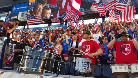 U.S. Men's Team fans cheered on their team Saturday night to a 4-0 victory over Bolivia at Children's Mercy Park in Kansas City, Kan. (Photo by William Crum) 