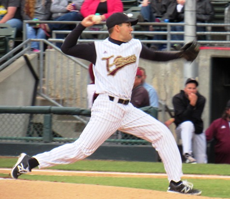 Pitcher Casey Barnes got the win for the T-Bones' season opener Thursday night.