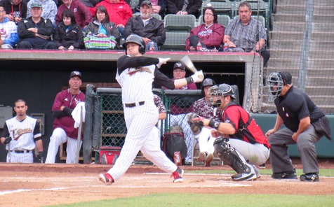 More action from the T-Bones' season opener Thursday at CommunityAmerica Ballpark in Kansas City, Kan.