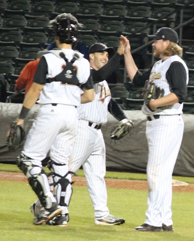 More action from the T-Bones' season opener Thursday at CommunityAmerica Ballpark in Kansas City, Kan.