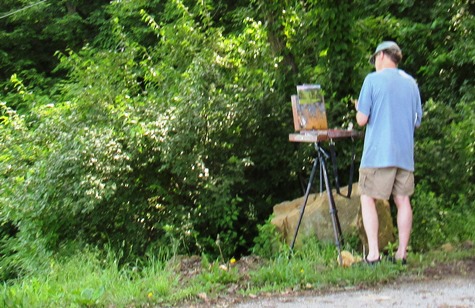 An artist was working en plein air on Monday morning at Wyandotte County Lake Park, Kansas City, Kan.