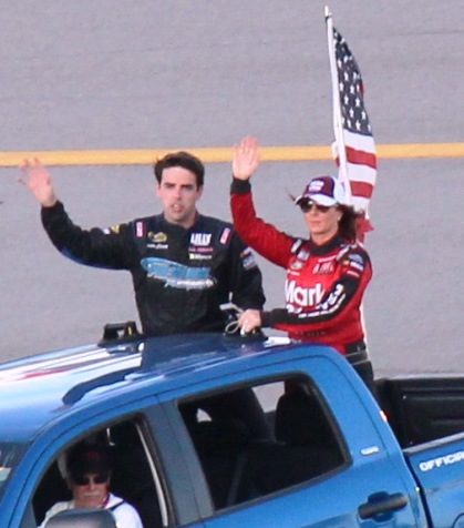 Kansas City, Kan., driver Jennifer Jo Cobb, who is celebrating her 25th anniversary of NASCAR driving this year, waved to fans. (Fan photo)