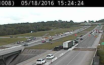 KC Scout is reporting a crash around 3:20 p.m. Wednesday on I-435 southbound at I-70 in Wyandotte County. The left shoulder was closed. (KC Scout photo)