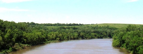 The Kansas River near 57th Street in Kansas City, Kan., last weekend. While the rivers here are up, they are not near action stage or flood stage today, according to hydrology charts from the National Weather Service and NOAA.