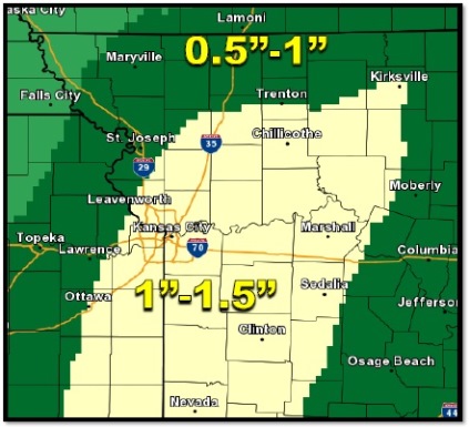 New rainfall through tonight (National Weather Service graphic)