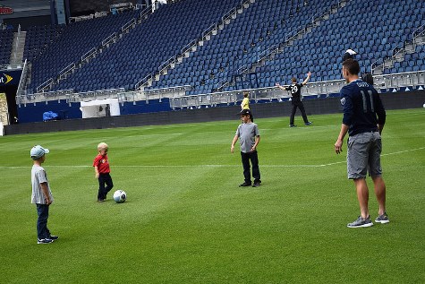 Professional soccer players from Sporting Kansas City were the hosts today for Braden’s Hope Calendar Shoot at Children’s Mercy Park in Kansas City, Kan. Braden’s Hope is a charity that raises funds for childhood cancer research and awareness. The players and children participated in the photo session for the calendar. (Photos from Sporting KC)