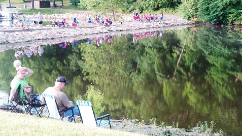 Waiting for the "start fishing" whistle to sound at the Leavenworth Road Association Kids’ Fishing Derby today at Wyandotte County Lake. (Photo from Leavenworth Road Association)