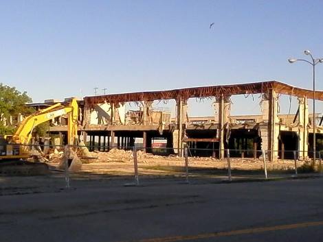 Demolition at Indian Springs Shopping Center at 47th and State Avenue in Kansas City, Kan., was nearing completion this week. The mall was built in 1971 and the demolition started in February of this year.  The Unified Government is the owner, and Lane4 Property Group is marketing the 100-acre redevelopment site on I-635 north of I-70.  (Photo by Bettse Folsom) 