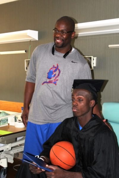 Armoni Shorter recently received his diploma from Kansas City Kansas Community College at his hospital room. (Photo from KCKCC)