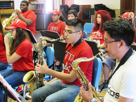 Wyandotte High School Concert Band students practiced last Wednesday for the Future Stages Festival June 26 at the Kauffman Center for the Performing Arts. Wyandotte is the only school in the Kansas City, Kan., Public Schools district to be selected for this festival. (Staff photo by Mary Rupert)