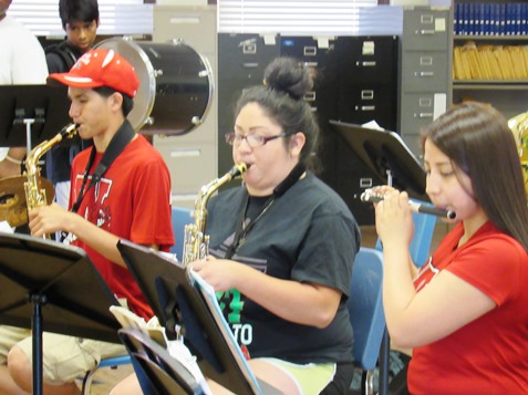 Wyandotte High School Concert Band students practiced last Wednesday for the Future Stages Festival June 26 at the Kauffman Center for the Performing Arts.   (Staff photo by Mary Rupert)